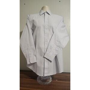 Brooks Brothers 346 White W/ Blue/Pink Checkered Cotton Button-up Shirt size 15